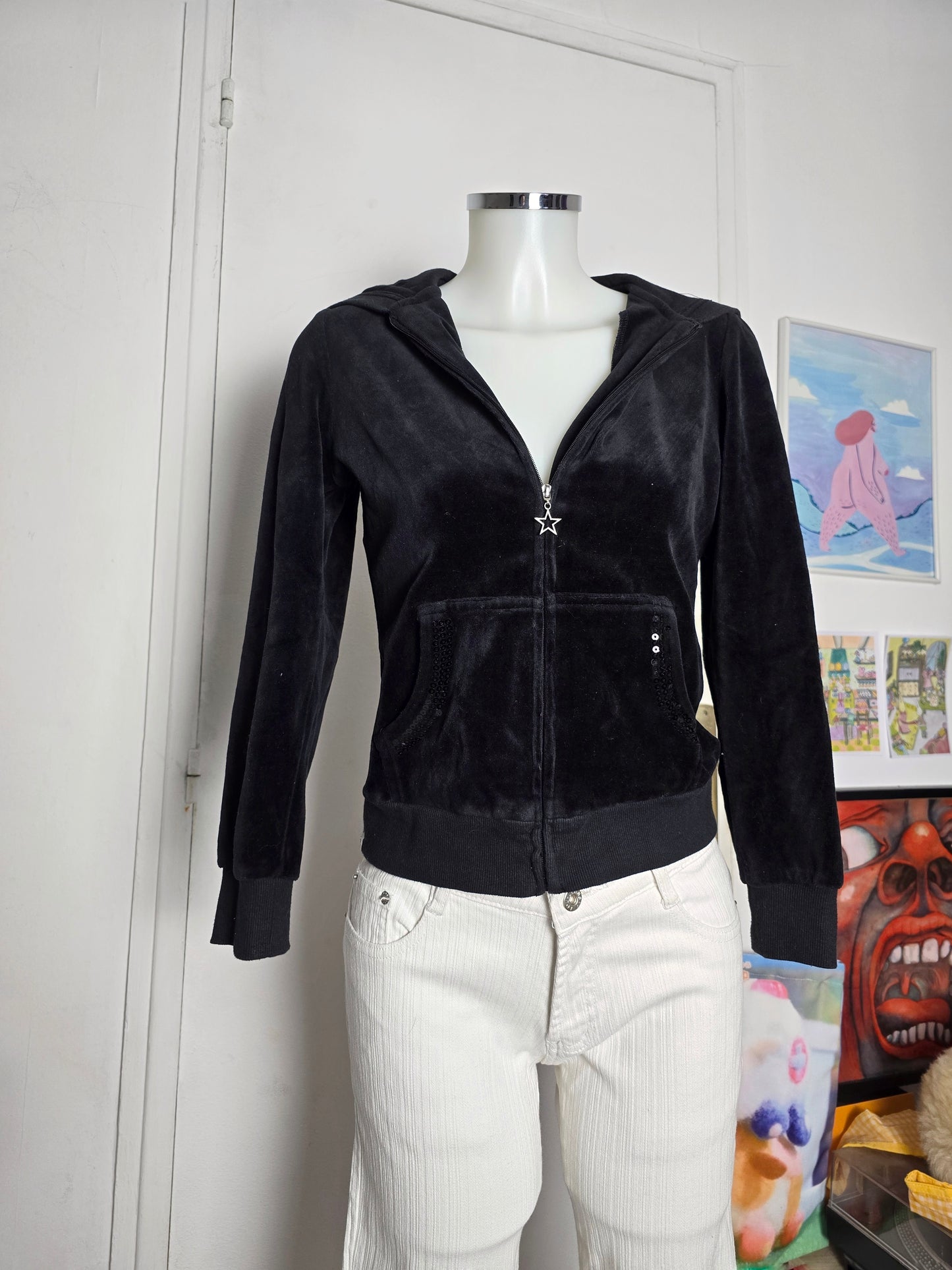 Y2k vintage mcbling velvet sweatshirt