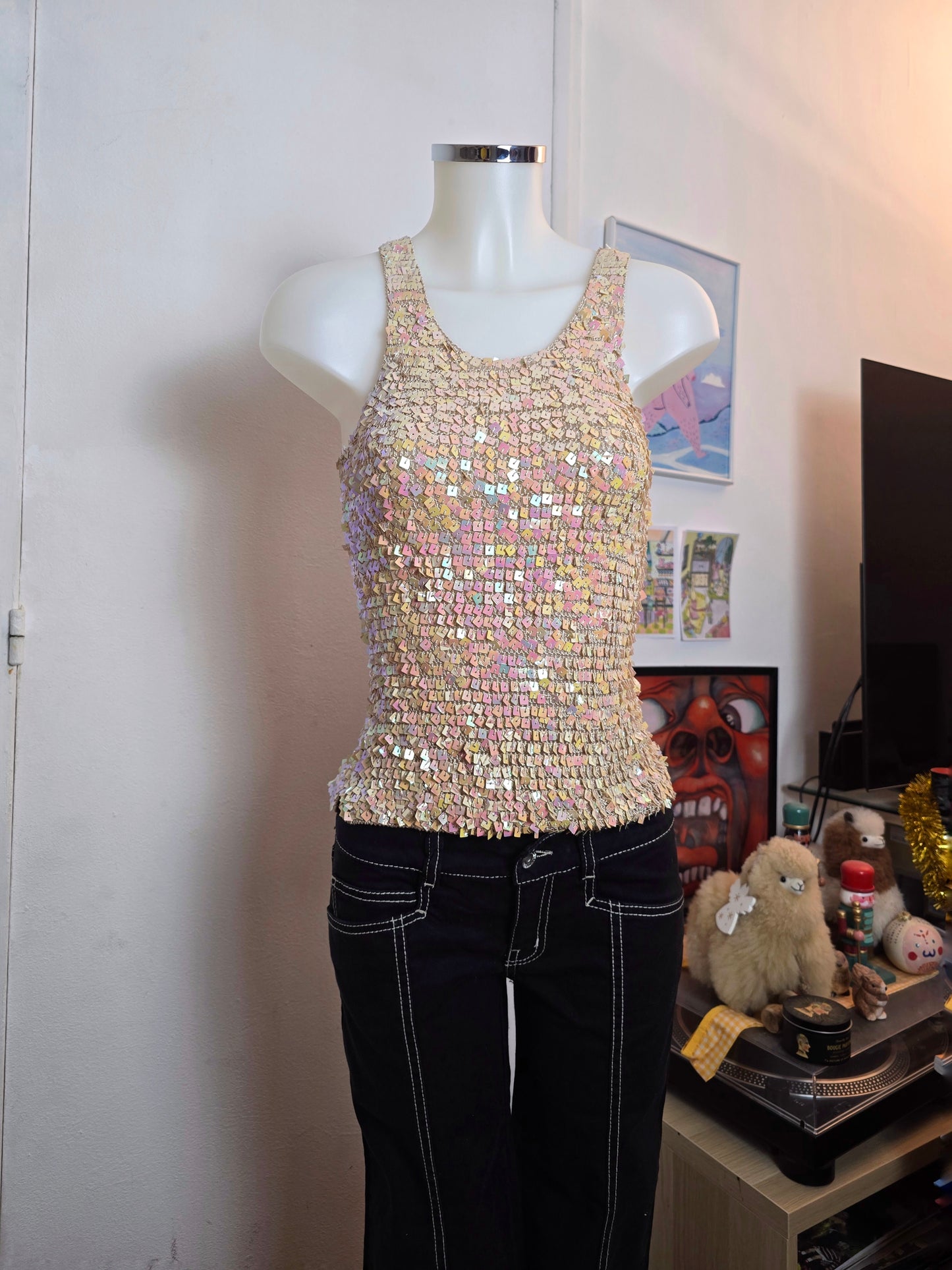 Y2k vintage mcbling sequin top