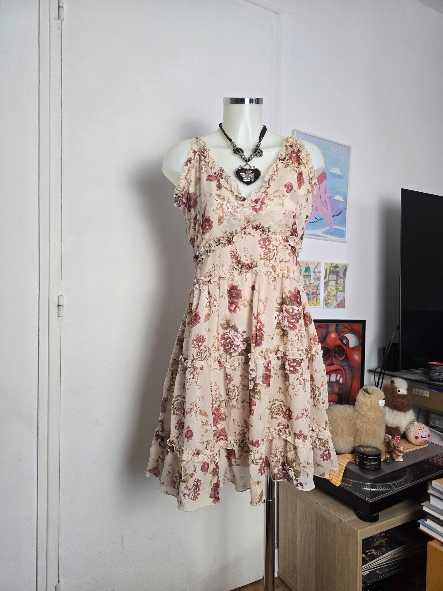 Y2k vintage bohemian flirty ruffled dress