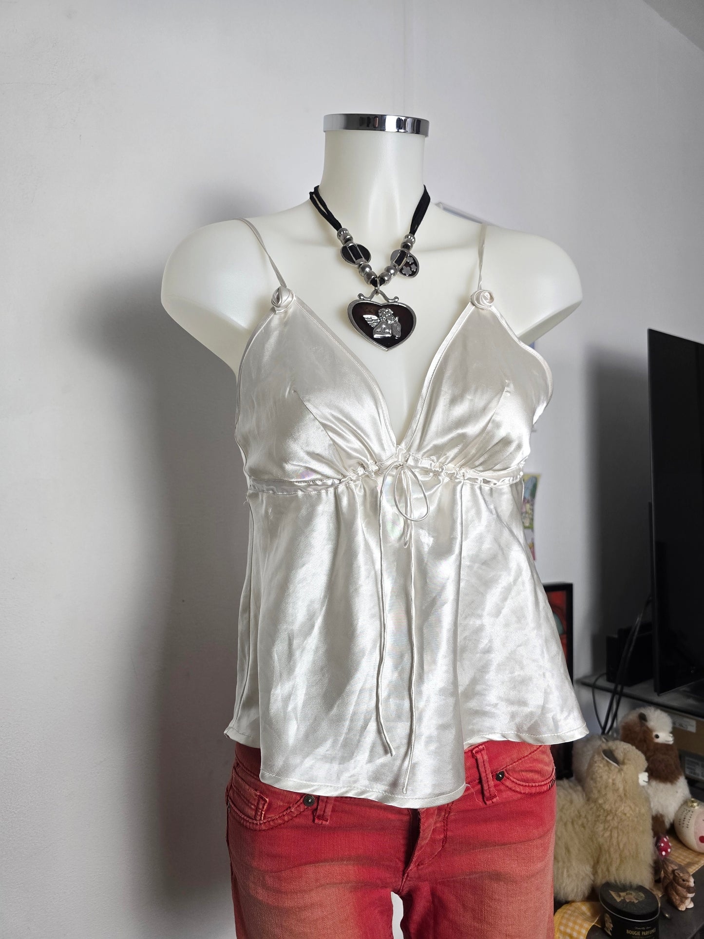 Y2k vintage bohemian coquettish satin top