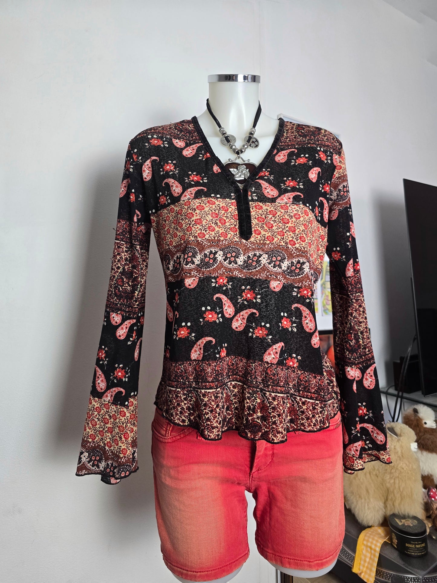 Y2k vintage bohemian mesh top