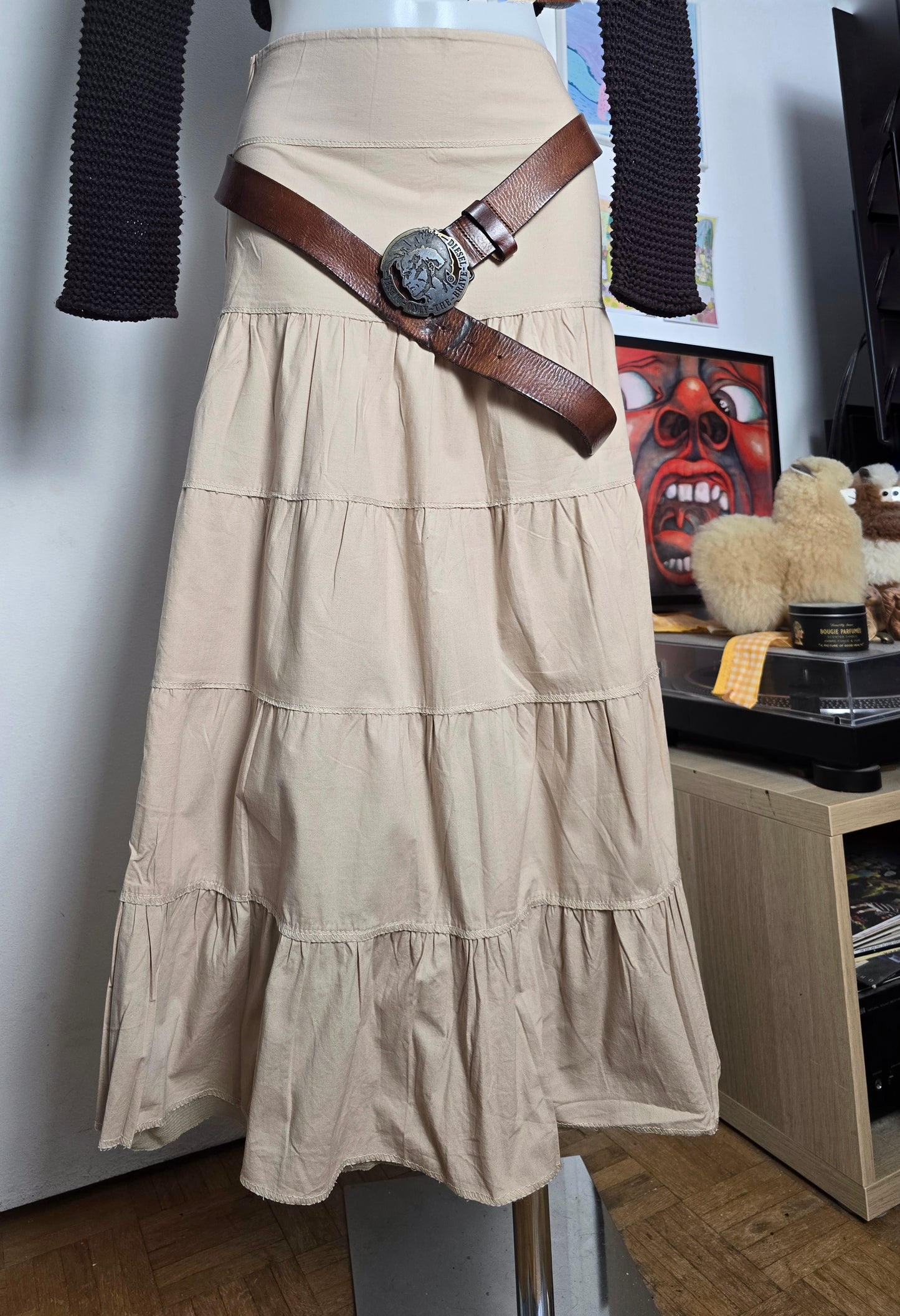 Y2k vintage bohemian ruffled skirt