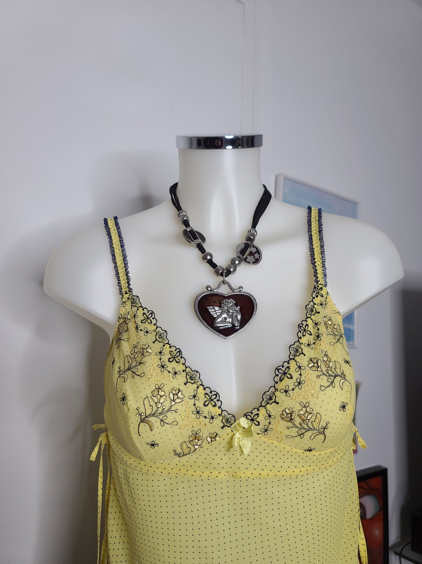 Y2k vintage polka dot coquettish lace top
