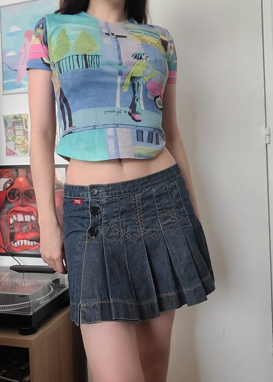 Miss Sixty denim pleated skirt
