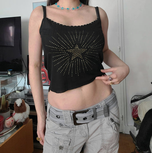 Y2k mcbling stars cami top