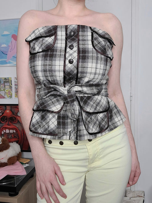 Vintage preppy plaid bustier