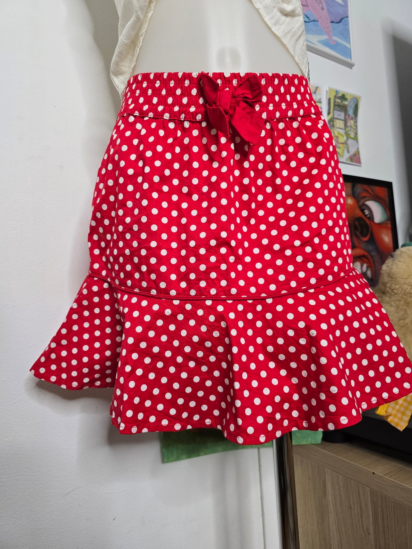 Y2k flirty polka dots red skirt