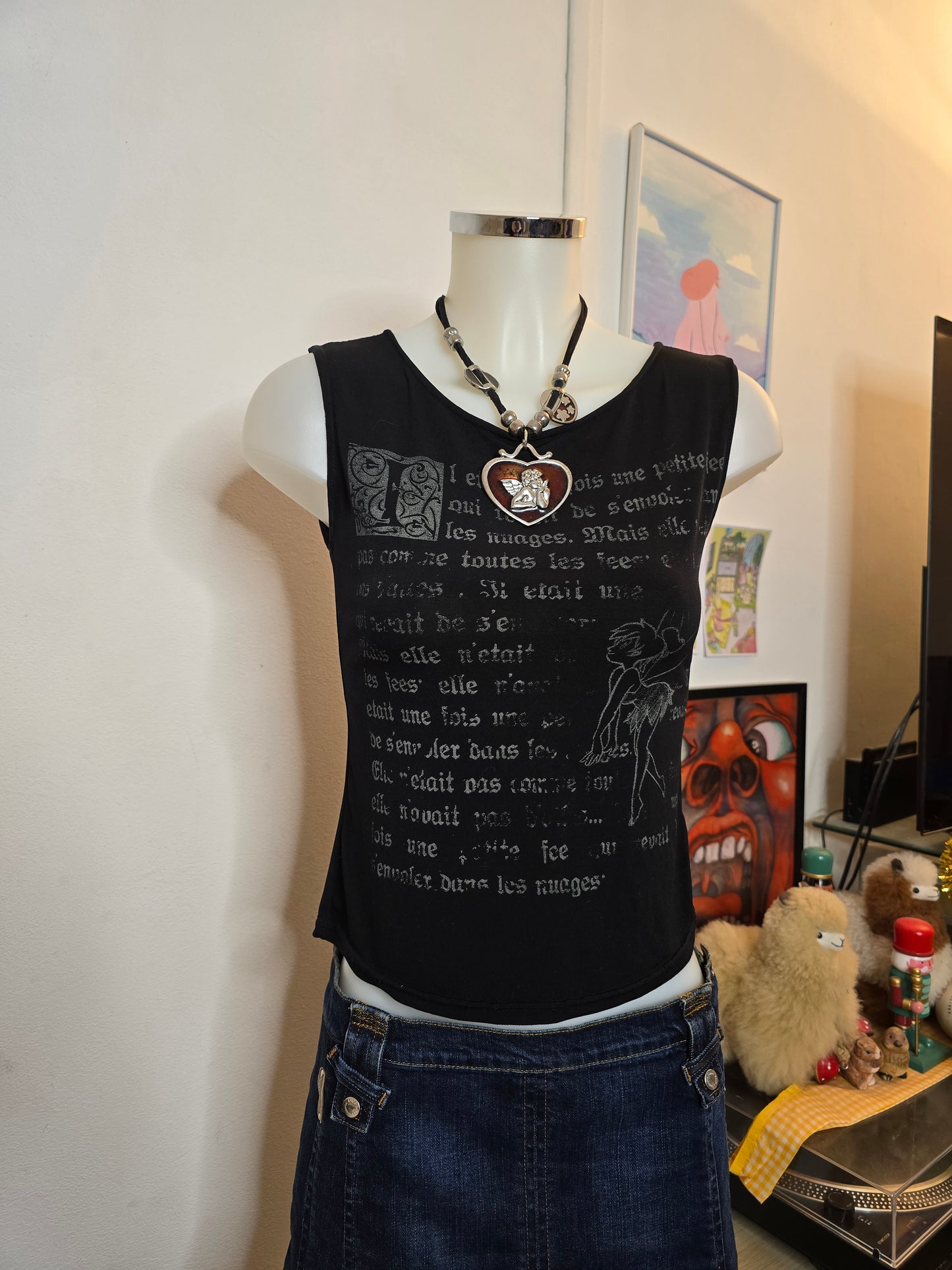 Y2k vintage softgrunge printed top