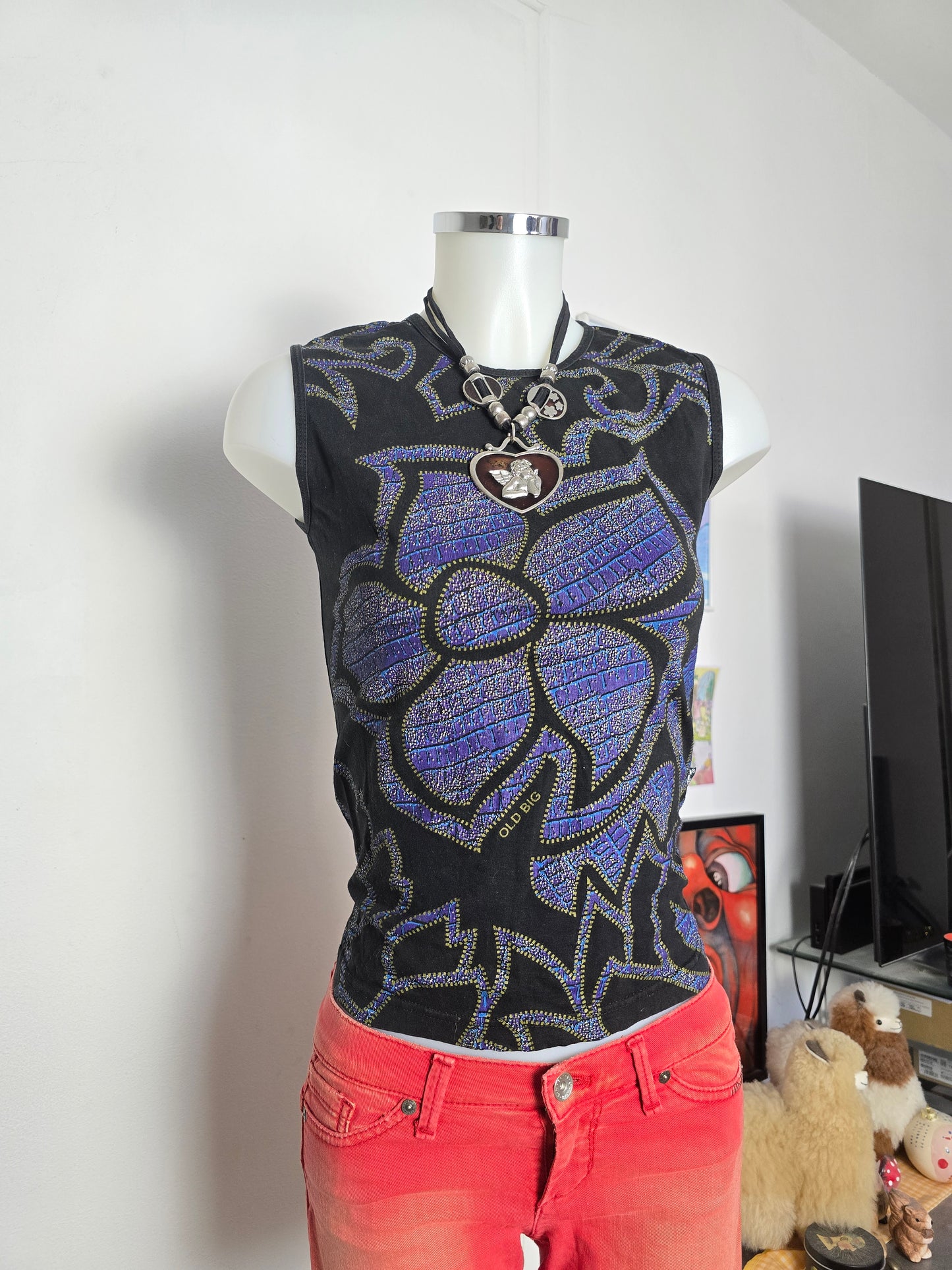 Y2k vintage bohemian printed grunge top