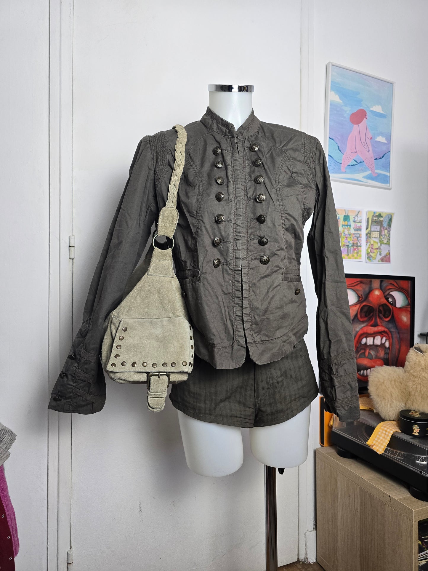 Y2k vintage officer military khaki indie sleaze jacket