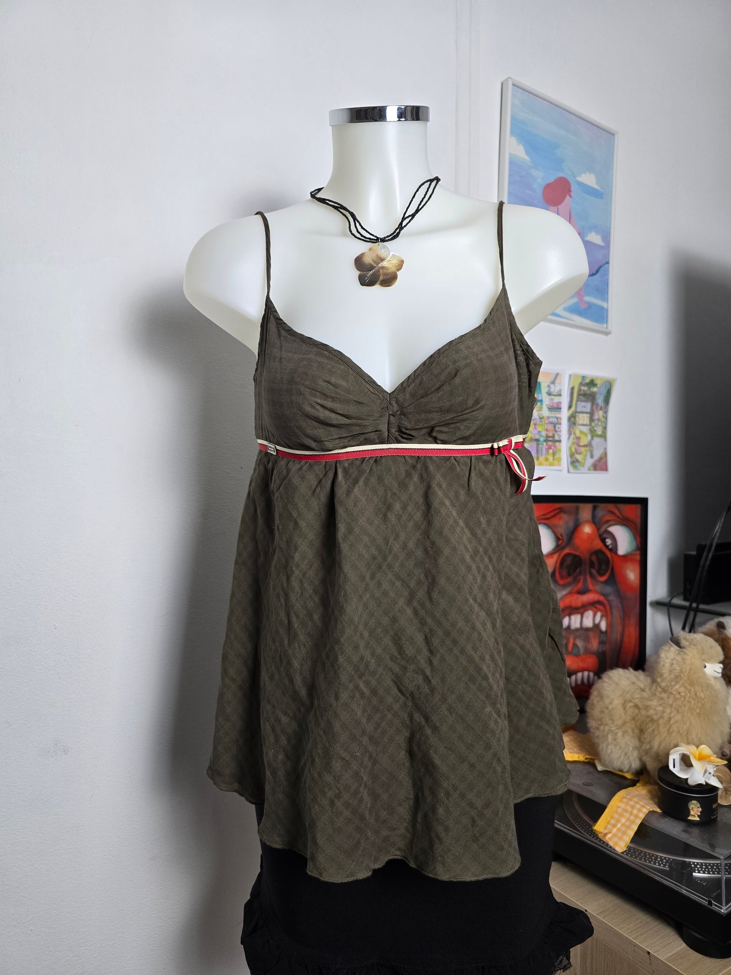 Y2k vintage downtown plaid Miss Sixty top