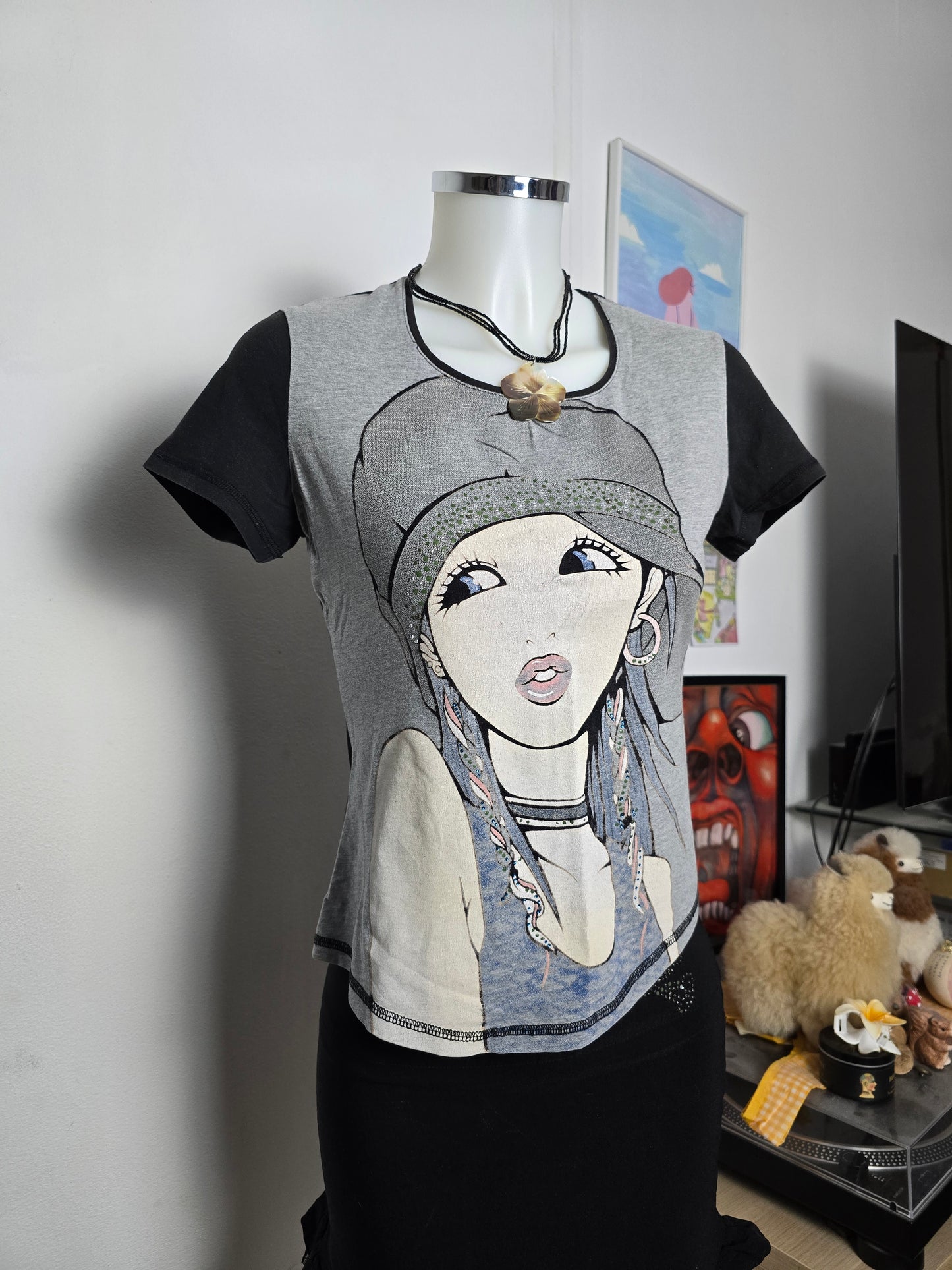 90s vintage softgrunge rhinestone printed tshirt