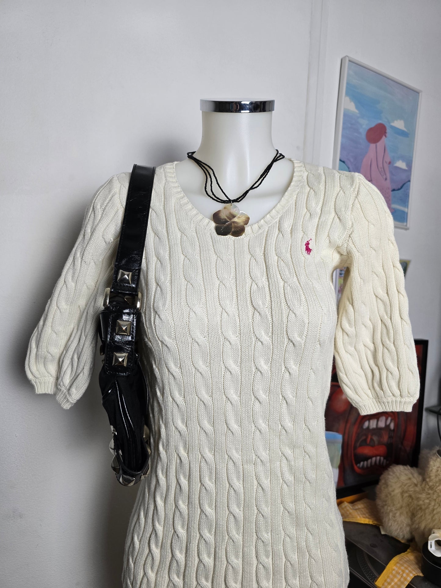 Y2k Ralph Lauren old money coquette ribbed dress