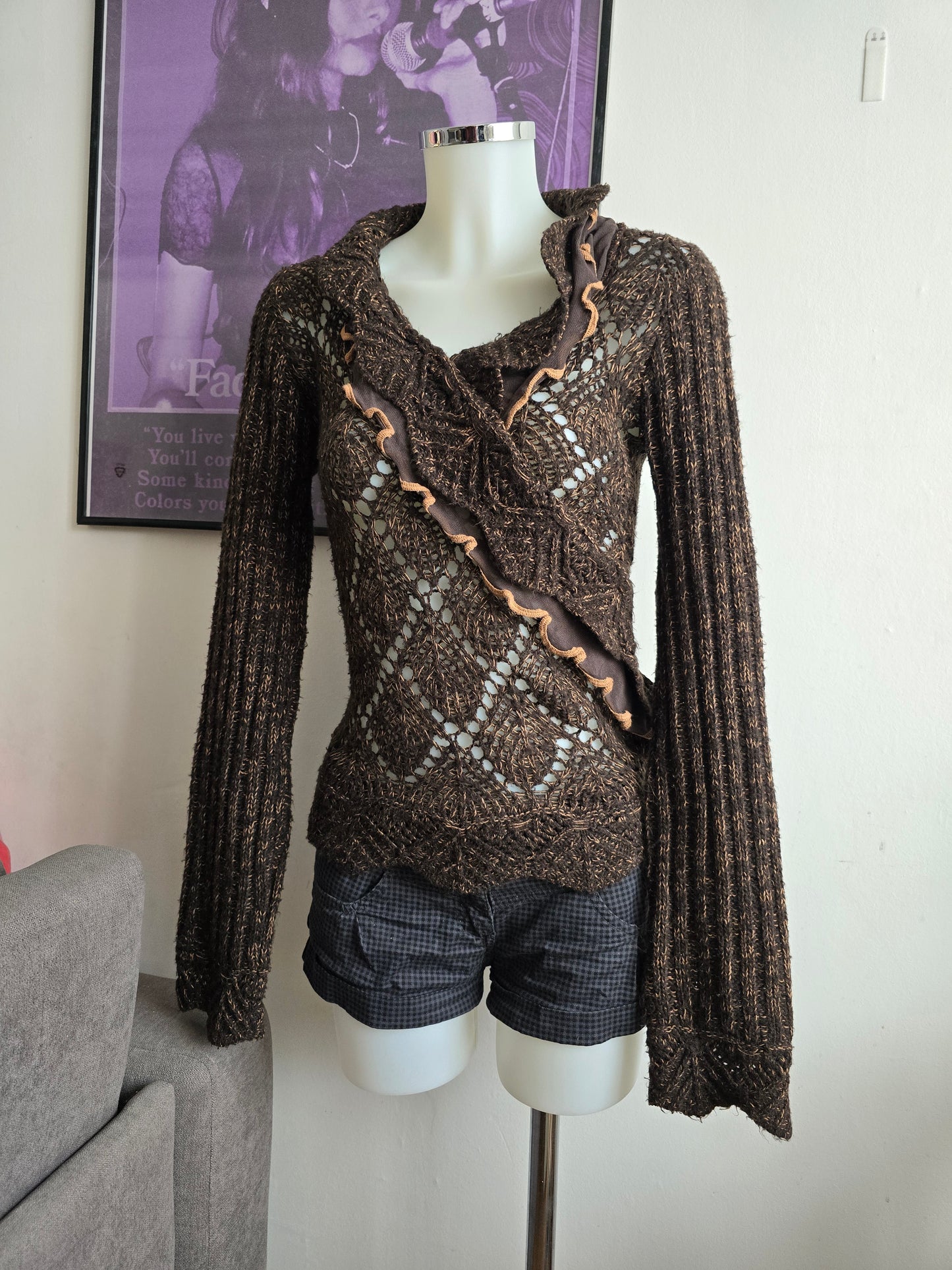 00s vintage coquette brown sweater
