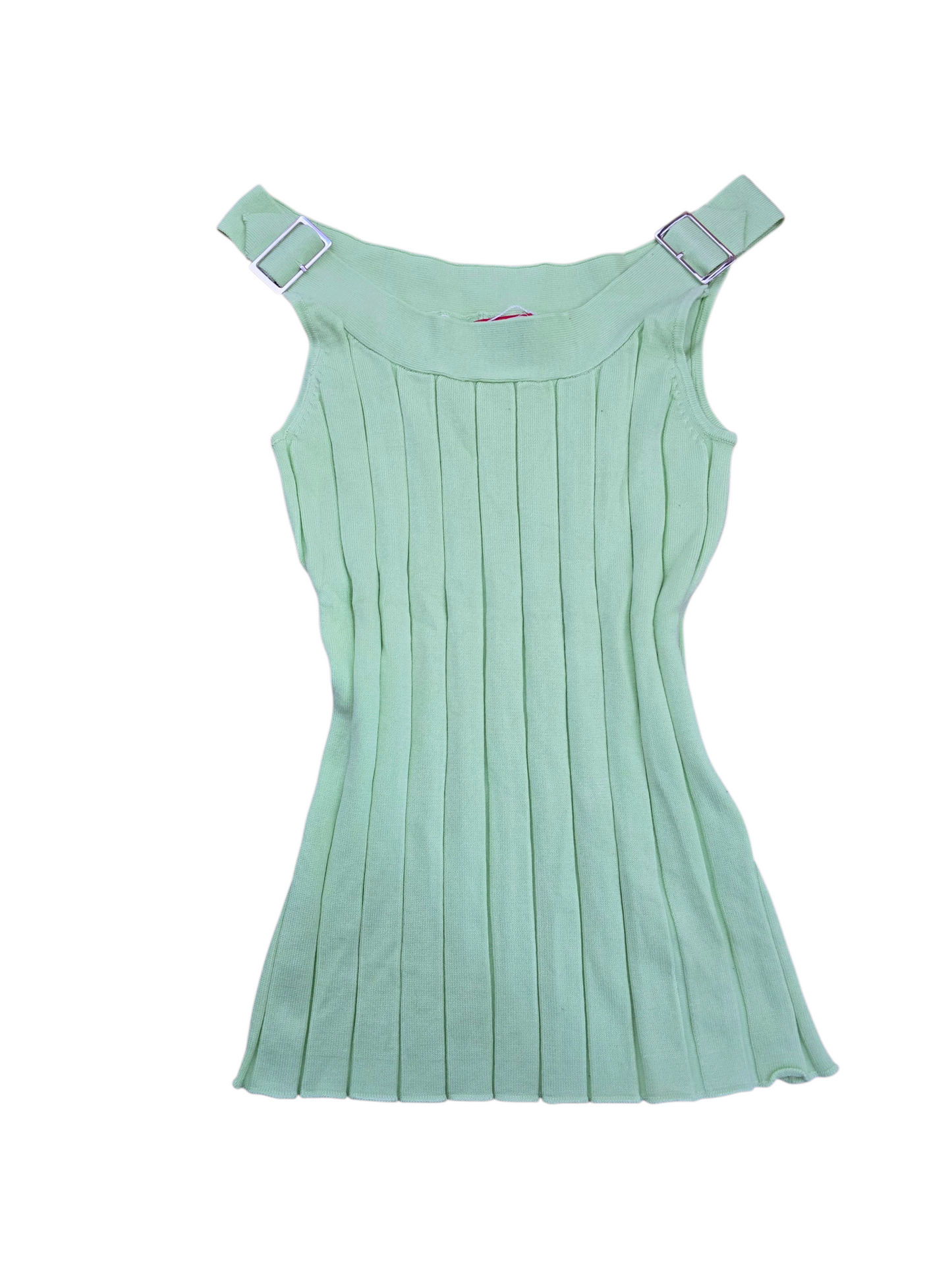 00s vintage green ribbed fitted top