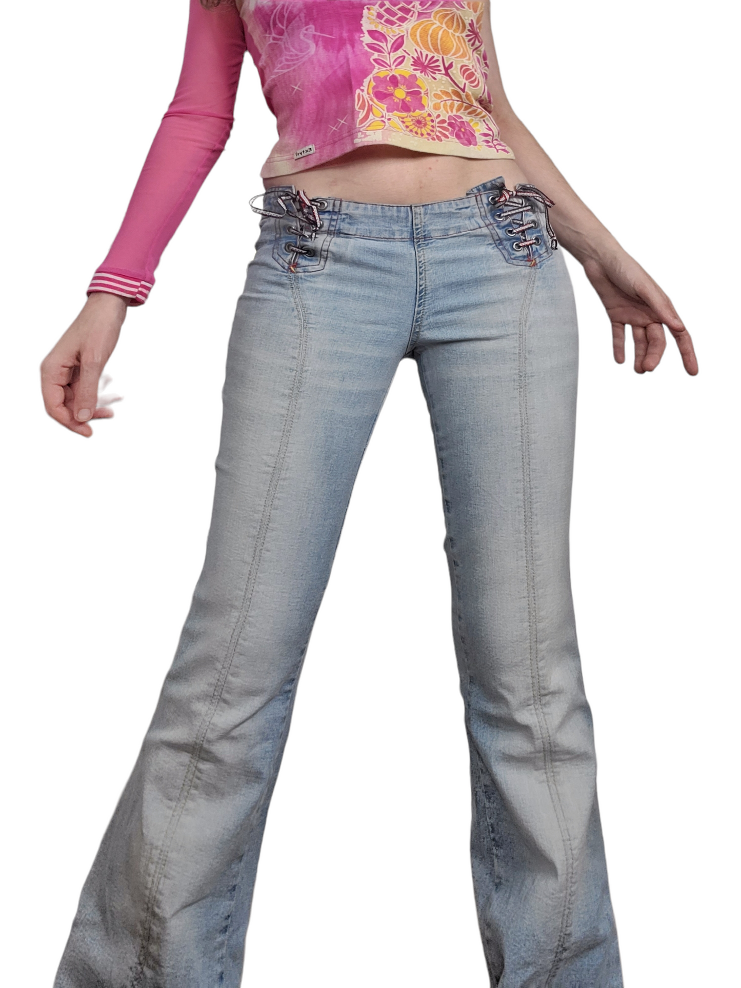 Y2K flared lace-up jeans