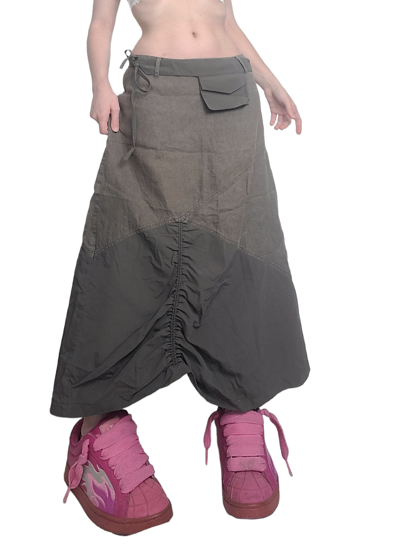 Dystopian khaki gorpcore long skirt