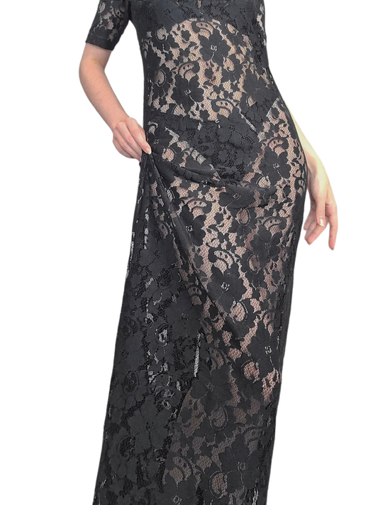 Maxi skirt fairy black lace y2k