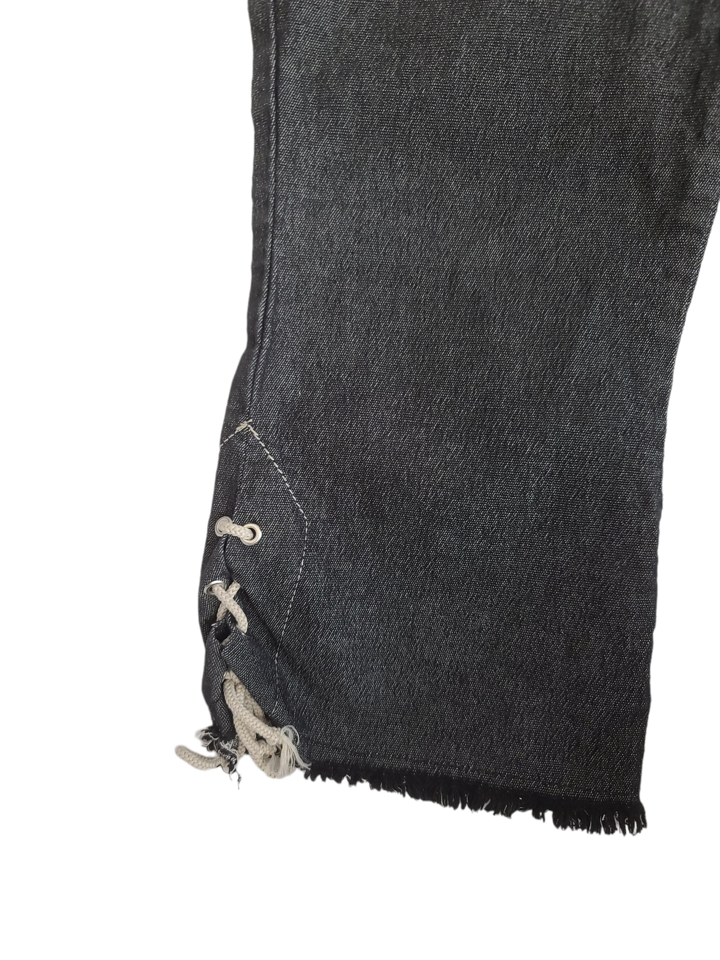 Y2k lace up denim capri pants