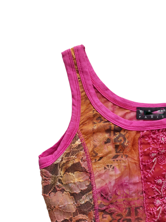 Fairy y2k vintage flirty pink lace top