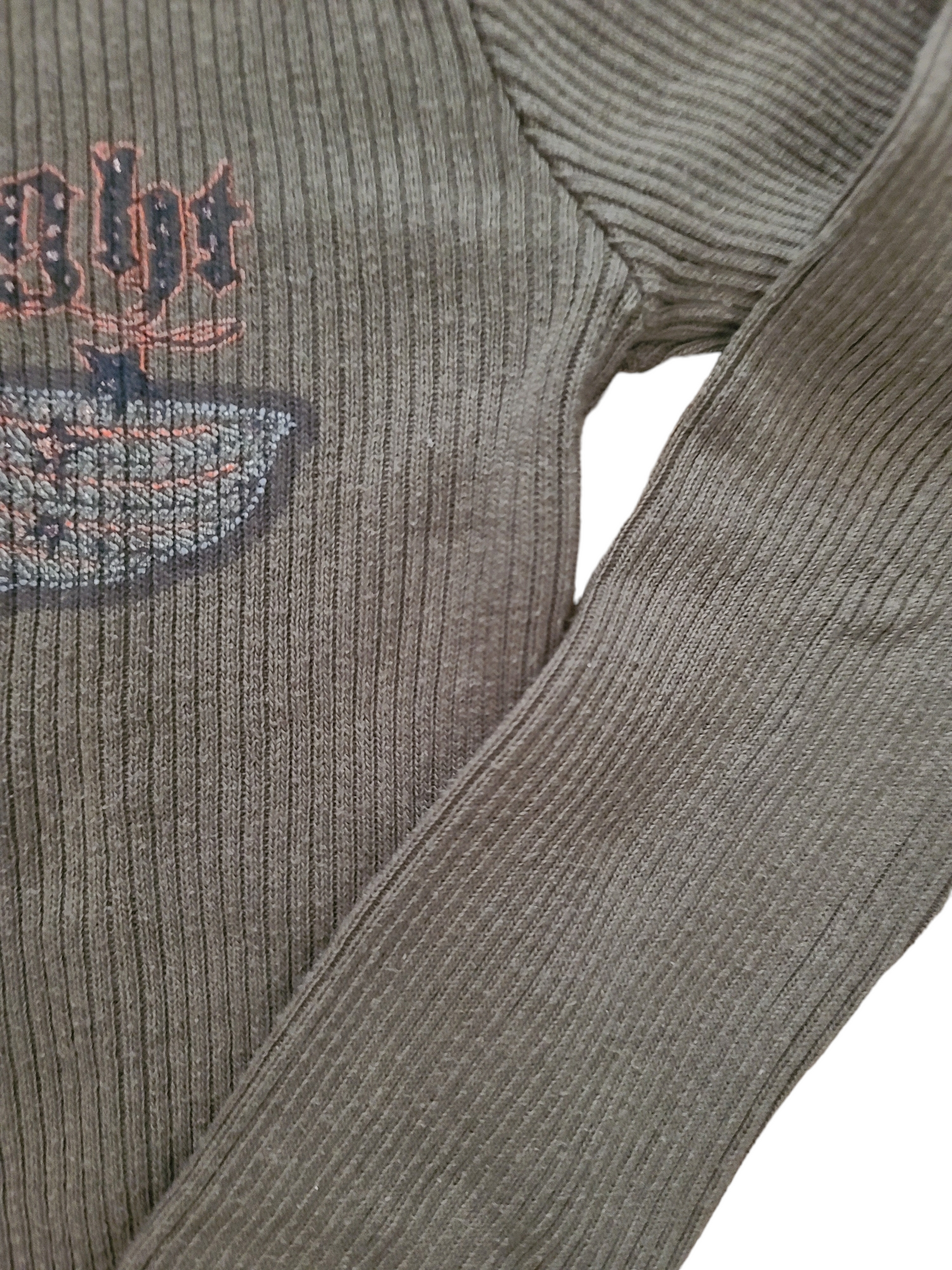 Khaki cybergrunge y2k ribbed sweater