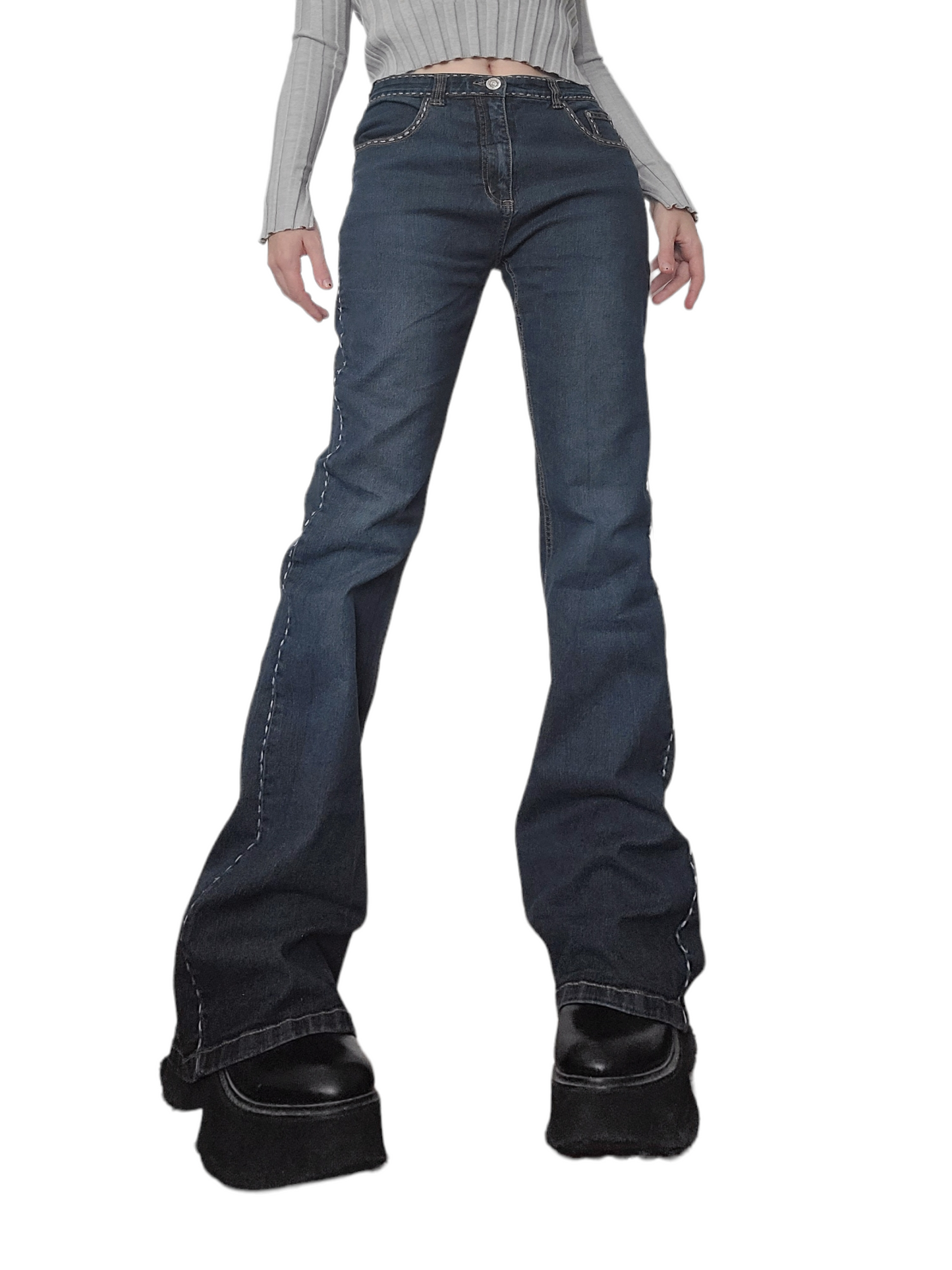 Y2k flared denim pants - zimfriperie