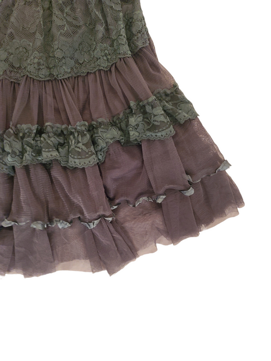 Y2k flirty fairy ruffled lace skirt