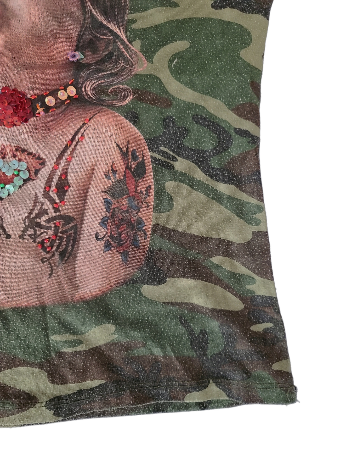 Top baby printed military y2k