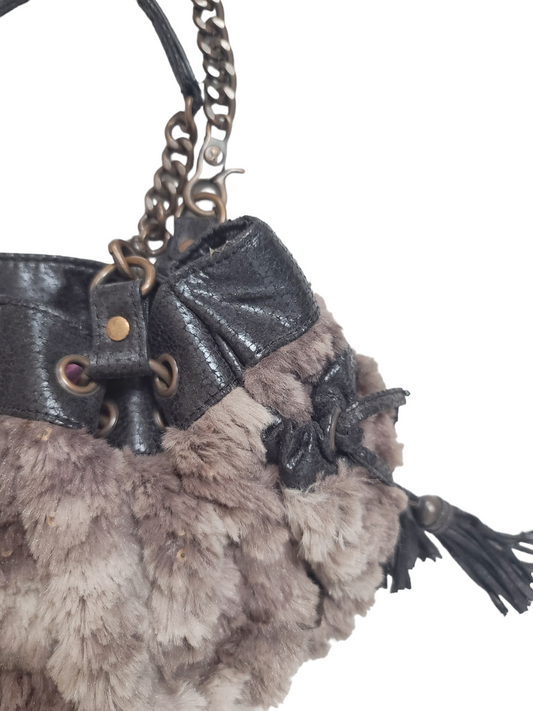 Y2k fake fur mcbling bag