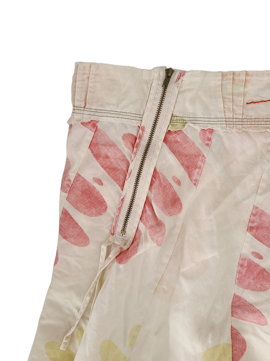 90s vintage flowers asymmetric zip skirt