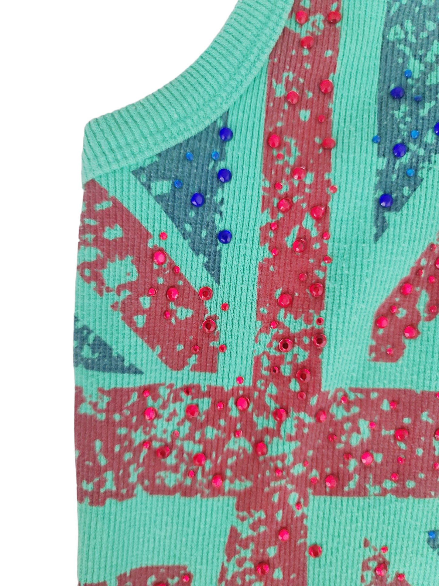 Y2k vintage rhinestone printed UK flag