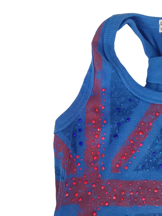 Y2k vintage rhinestone printed UK flag
