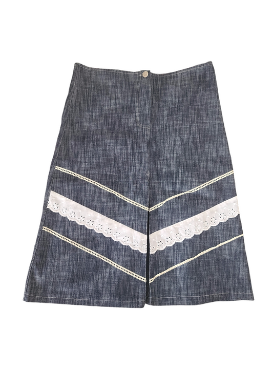 90s vintage flirty denim lace skirt