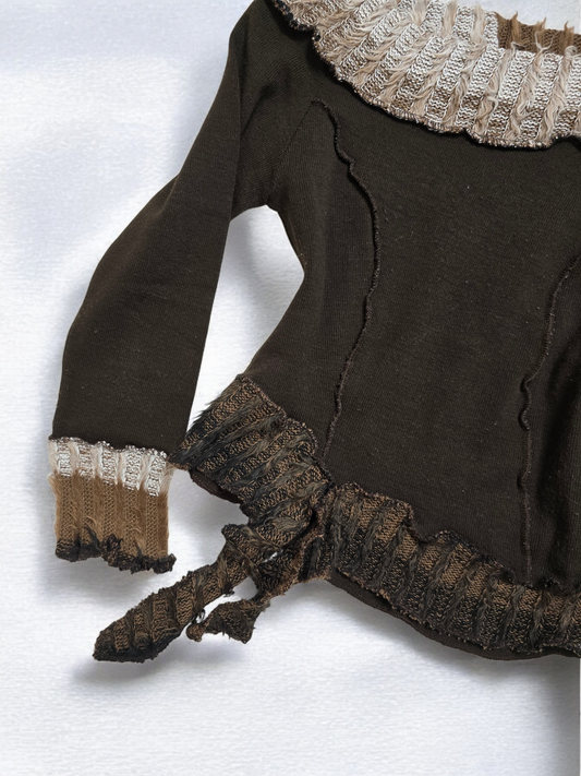 Y2k vintage fairy asymmetric off shoulder sweater