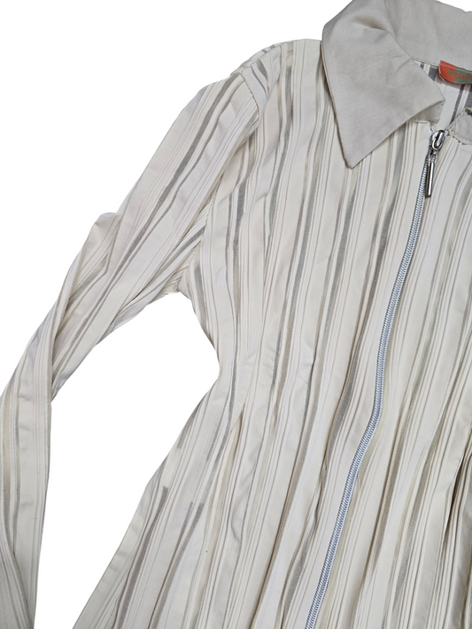 Y2k vintage officecore stripes zip shirt