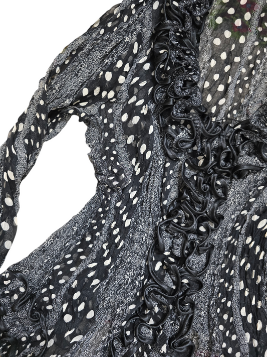 Y2k vintage coquette polka dots ruffled shirt