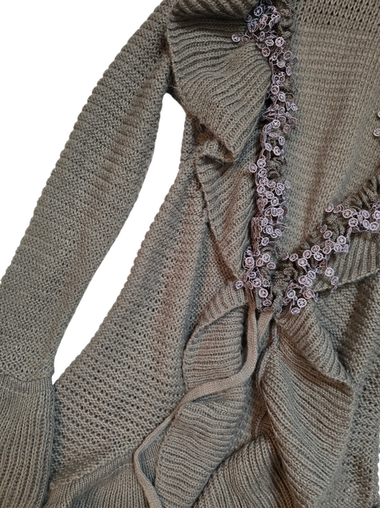 Y2k vintage flirty fairy ruffled cardigan