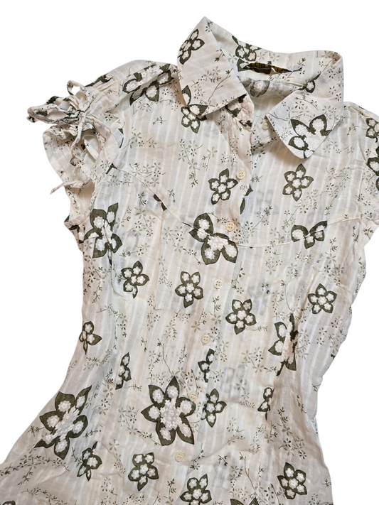 90s vintage flirty flowers shirt top