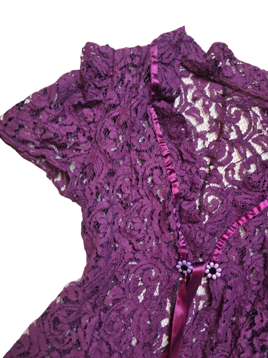 Y2k vintage coquettish romantic lace blouse