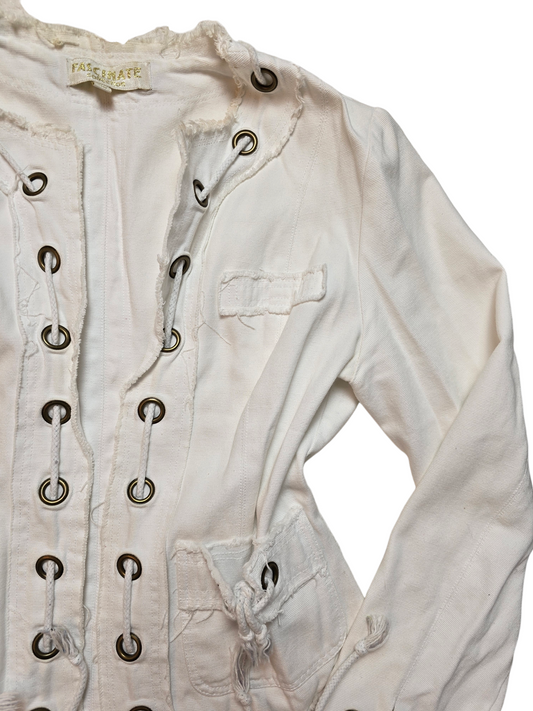 Y2k vintage white eyelets destroyed jacket