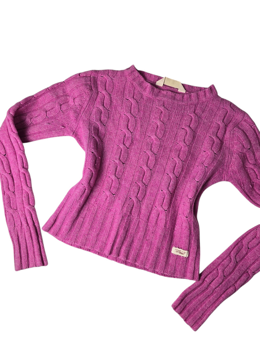 90s vintage pink ribbed coquette sweater