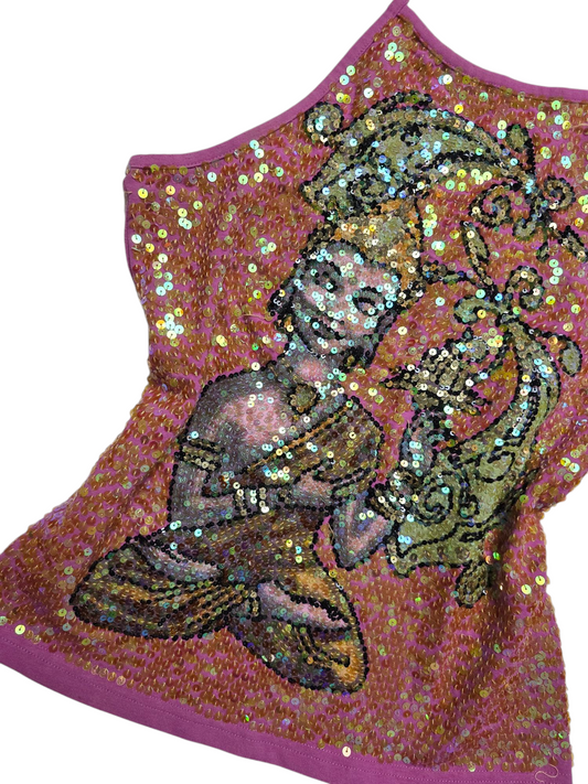 Y2k vintage mcbling sequin backless top