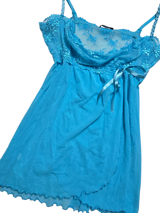 Y2k vintage coquettish lace blue top