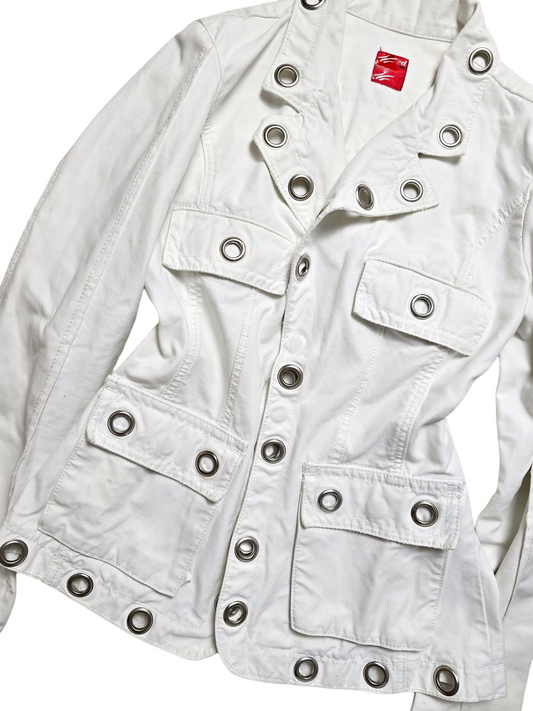 Y2k vintage white eyelets jacket