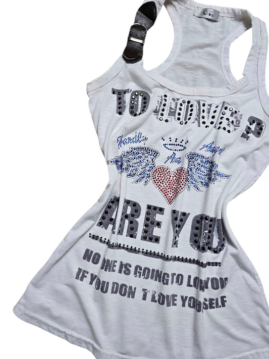 00s vintage softgrunge rhinestone top