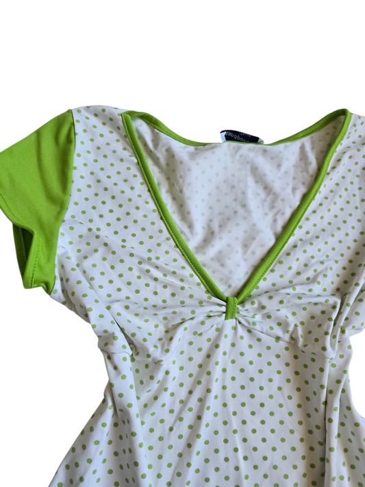 2000s vintage coquette polka dots green top