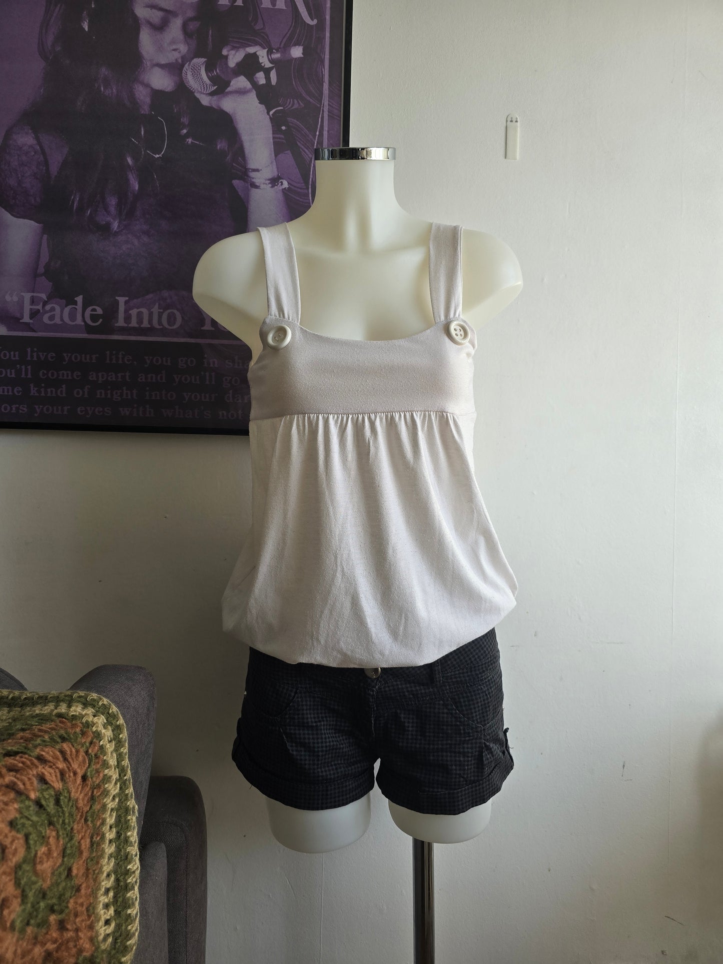 00s vintage coquette draped white top