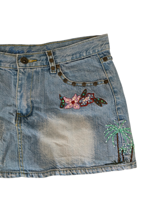 2000s vintage denim fairy sequin low rise denim skirt - zimfriperie