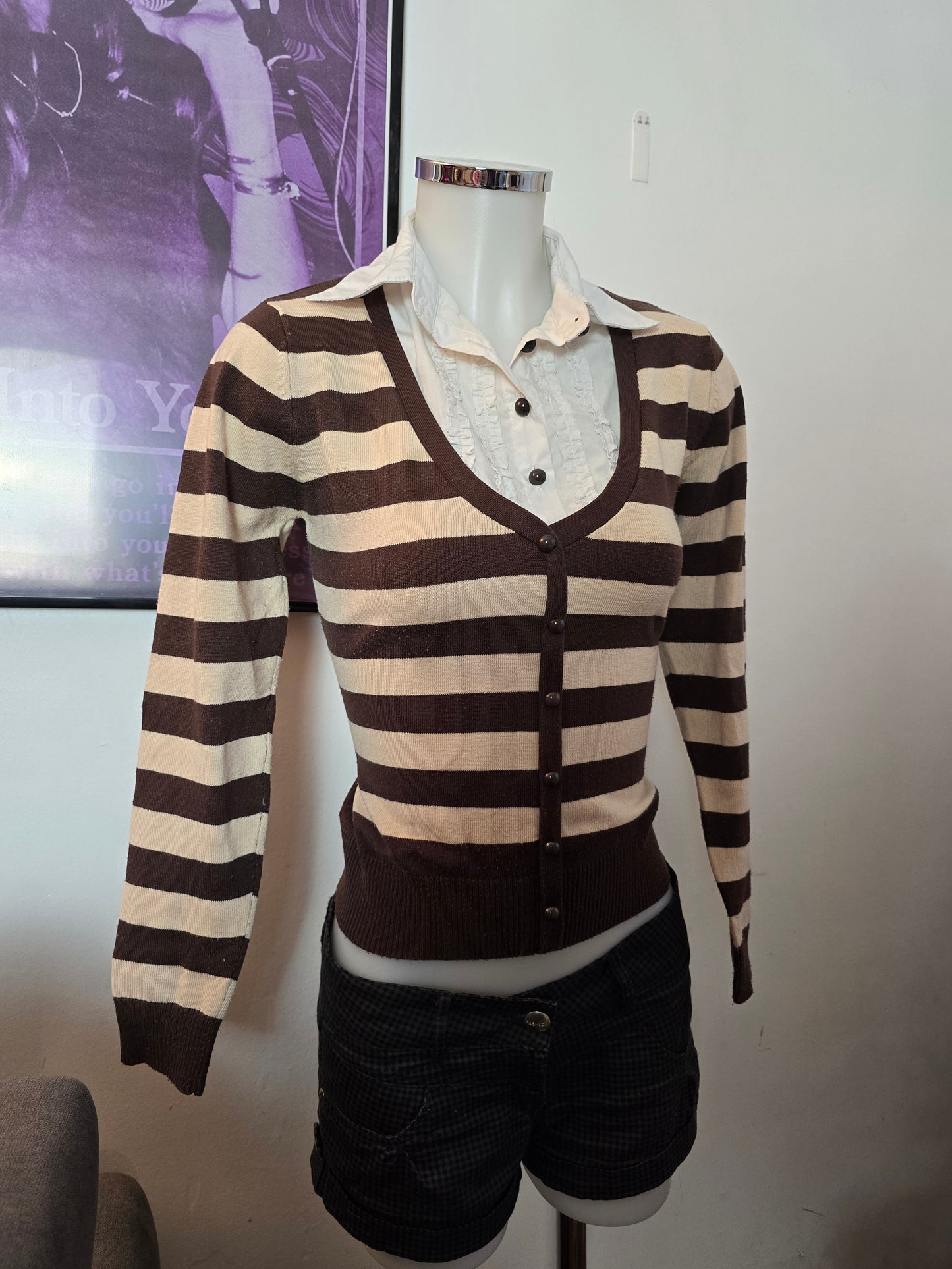 00s vintage striped softgrunge shirt knit sweater