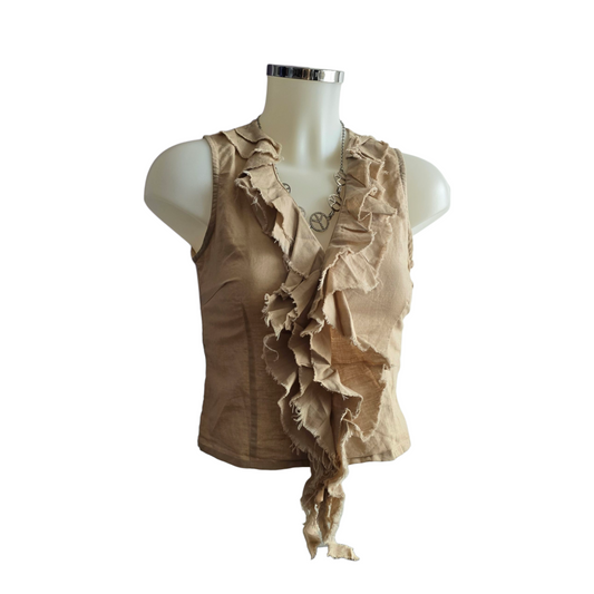 00s vintage indie sleaze linen top